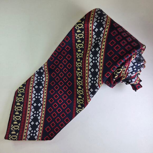 Vintage Reis Tie for Dayton’s Northbriar Shop Navy Red Diamond Print 4.5” Wide - Picture 1 of 9